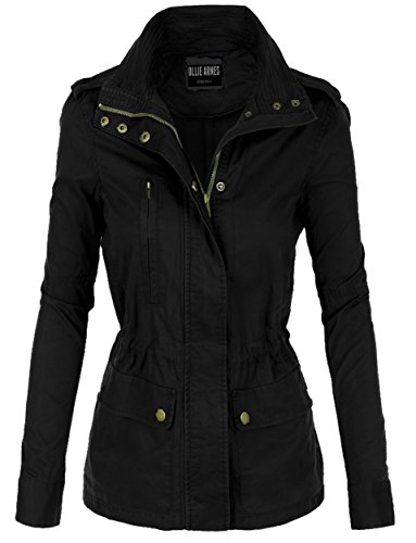 Ollie Arnes Womens Utility Military Anorak Drawstring Parka Jacket