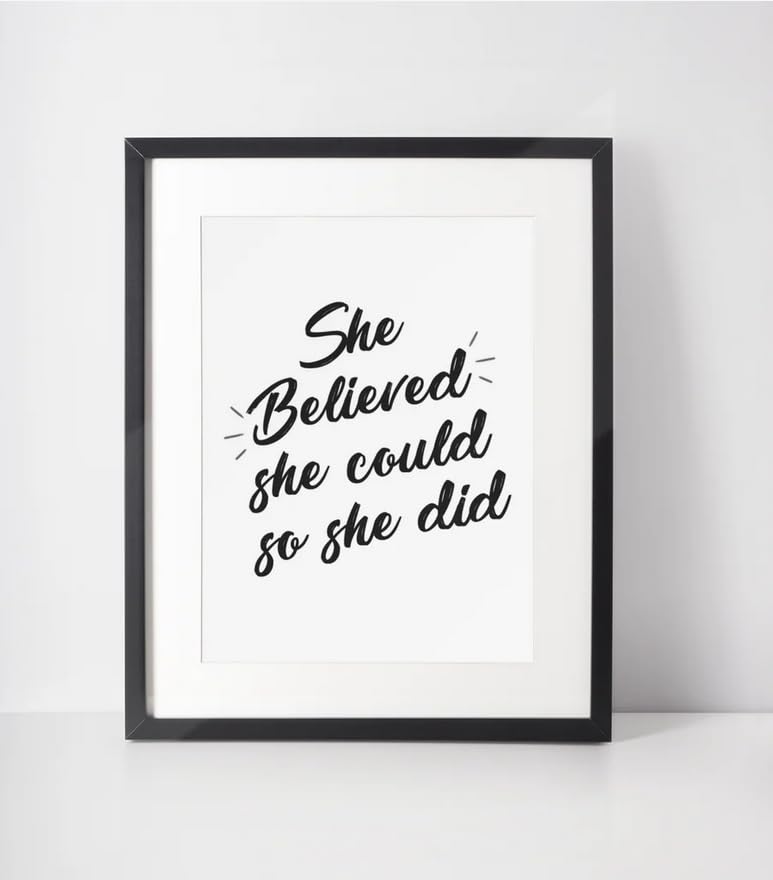 JasonCarlMorgan She Believed She Could So She Did New Version Inspirational Wall Decor Quote Print (Matt, A5)