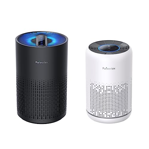 Purivortex Air Purifiers - AC300 White Plus Air Purifiers - AC400 Black for A11ergies, Pollen, Smoke, Dusts, Pets Dander, Odor, Hair, Ozone Free, 20db Quiet for Home, Room, Kitchen
