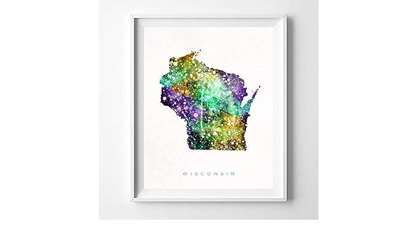 Watercolor Blue Painting Print Of Wisconsin Wi Usa Map Wall Art Decor Framed Poster Madison City Map Print Personalized Artwork Map Gifts Art & Collectibles Digital Prints Timeglobaltech.com