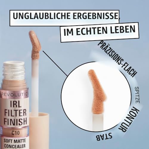 Makeup Revolution, IRL Filter Finish Concealer, Mittlere bis volle Deckkraft, C7, 6g