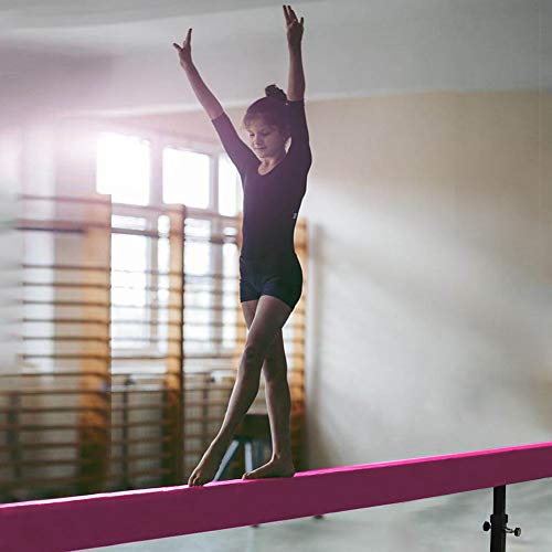 JC-ATHLETICS Adjustable Balance Beam Gymnastic Practice Training Equipment for Kids Children Home Floor Use,8 Feet Long (Pink)