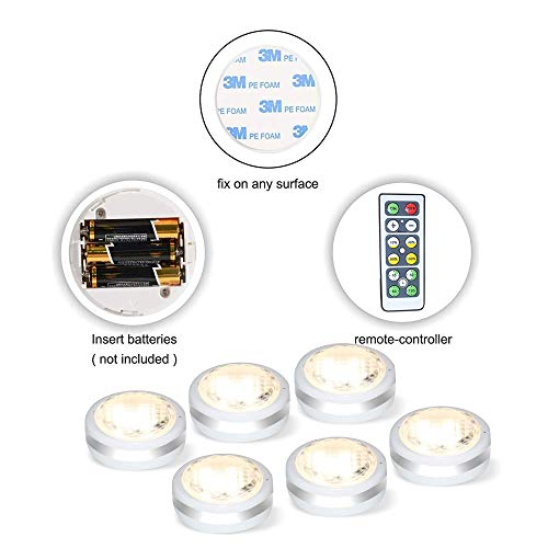 Puck Lights With Remote,Wireless Led Puck Lights Battery Operated, Led Puck Lights With Remote Control, Led Under Cabinet Lighting, Dimmable Closet Light, Battery Powered (diamond pattern puck lights)