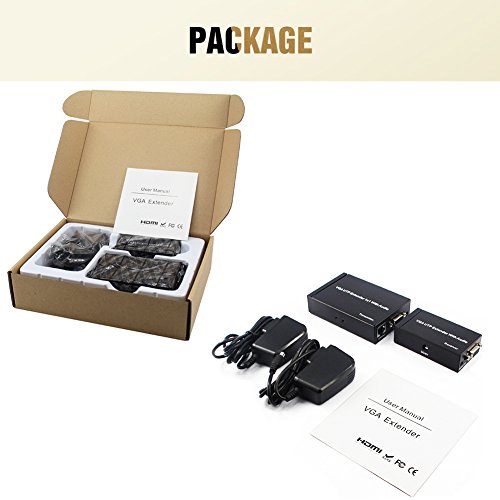 image for VGA Extender, IBIT 1000 Feet VGA Audio Signal Extender over Single Cat