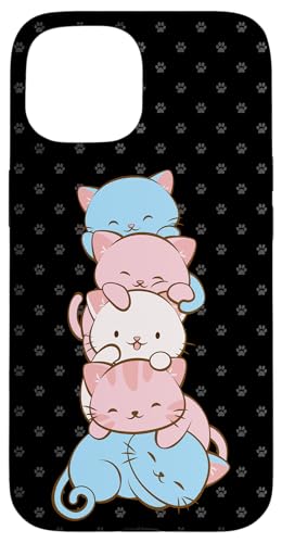 iPhone 15 Transgender Pride Flag Cute LGBTQ Trans Pride Kawaii Cat Case