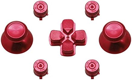 Buycool Wireless/ Bluetooth PS 4 / Playstation 4 Thumbsticks Bullet Button Chrome D-pad for Sony PS4 Game controller Dual Shock 4 controller Mod Kit (Red)