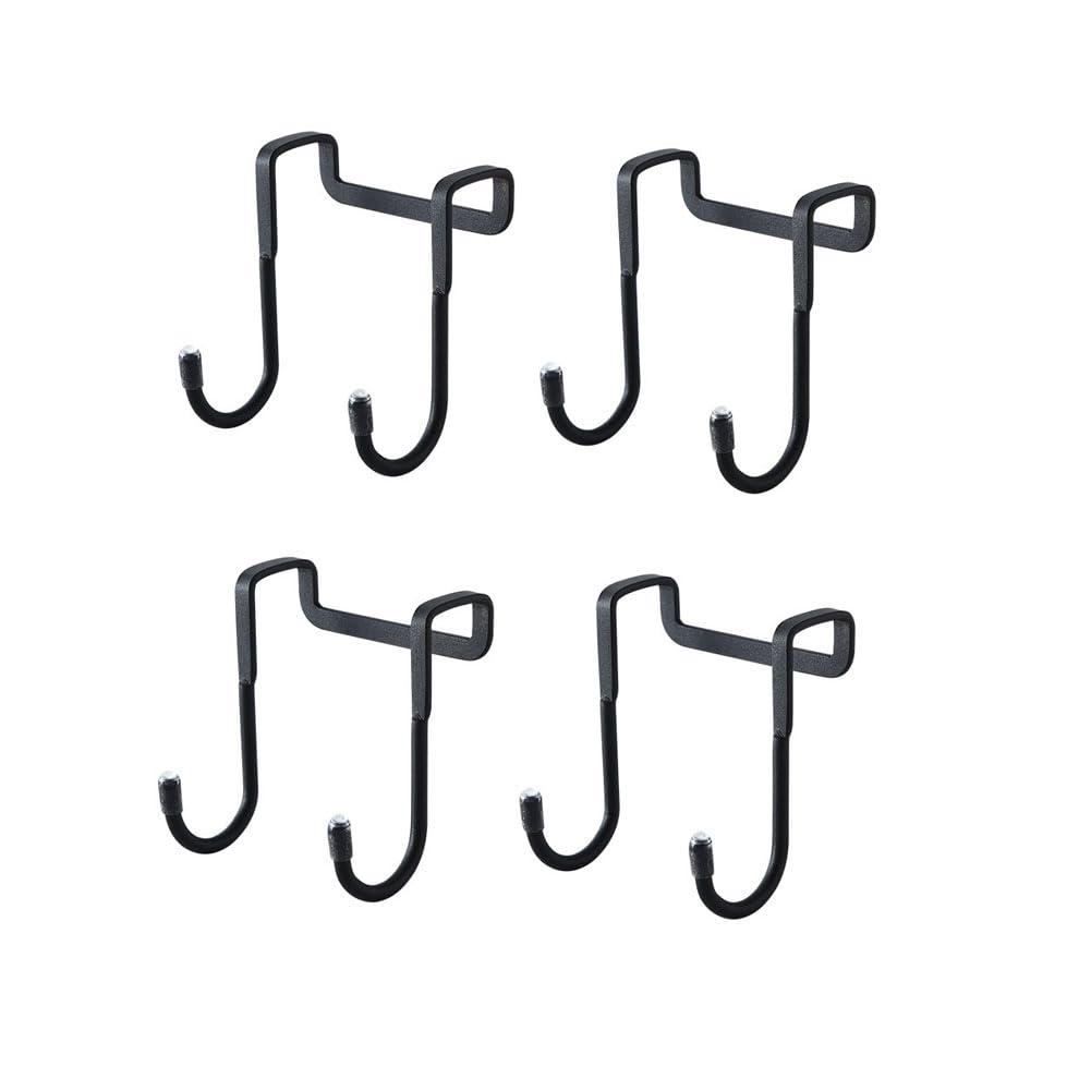 Black Over The Door Hooks Hanger, Stainless Steel Over Cabinet Hook Hanger Shower Towel 2 Hooks Cupboard Closet Door Hanger with Rubber End for Bathroom Kitchen Bedroom, Coats Towel Keys (4 Pack)