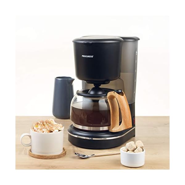 PROGRESS EK3757PBLK Scandi Filterkaffeemaschine mit Holz, filterkaffeemaschinen Automatische Abschaltung bei Warmhalten… – Bild 3