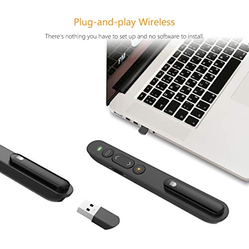 Wireless Presenter with Red Laser Pointer, Presentation Remote Presentation Clicker, Laser Pointer 2.4GHz USB Powerpoint PPT Clicker Flip Pen for Office Teacher,Support Hyperlink (Black) - Thumbnail 3