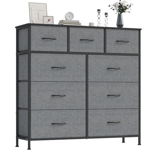 SONGMICS Kommode, Aufbewahrungsschrank, 9 Schubladen, Stahl