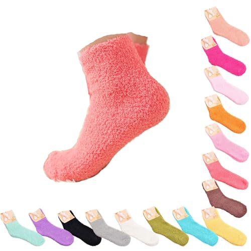 women's warm fluffy socks 3 Pairs Fluffy Socks Womens Warm Wool Soft Solid Color Bed Ladies Thermal Sock for Winter with Gifts Box Bed Slipper Cosy Winter Thick Soft Fleece Comfy ankle sock