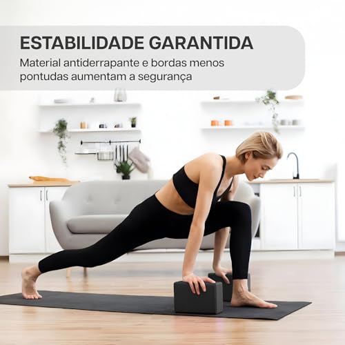 JustGoFit Tijolo de Yoga EVA Alta Densidade – Acessório para Pilates, Alongamento e Exercícios Funcionais