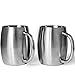 Stainless Steel Double Wall Mugs - Perfect for Coffee, Tea, Beer - Set of 2 with Bonus Lids, 14oz (420mL) (2, Stainless Steel)