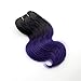 8 Inch Body Wave Human Hair Ombre Bundles T1B/purple Ombre Hair Weave 4pcs For Black Women Weave 200g/Pack Ombre Two Tone Black And Purple Blue Human Virgin Hair Extension (8Inch4pcs,Tpurple)
