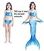 Newland 3 Pcs Girls Swimsuit Mermaid Tails for Swimming Princess Bikini Bathing Suit Set for 3-12Y (140CM(9-10Y)-Size XXL, Blue)