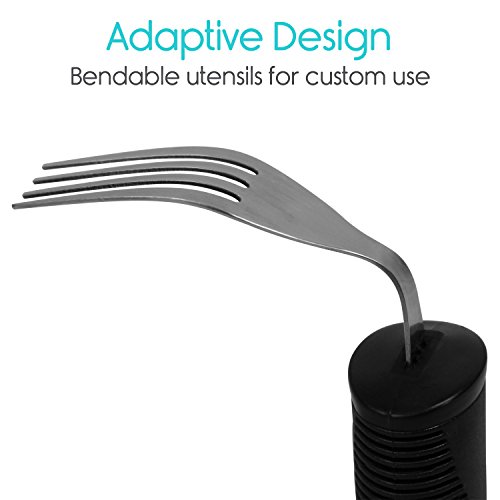 Vive Adaptive Utensil Set Arthritis Aid Silverware for Parkinsons