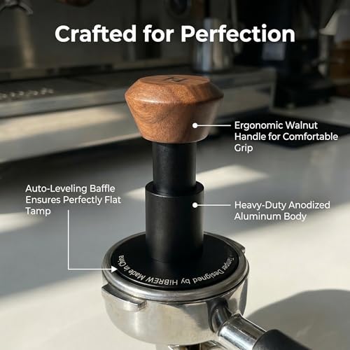 HiBREW 58mm Professional Espresso Tamper with Calibrated Spring, Self-Leveling, Anodized Aluminum & Stainless Steel Base for H10A