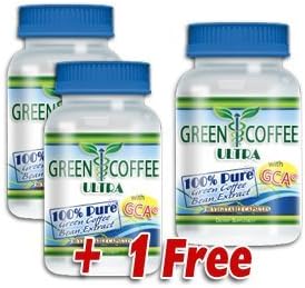 Green Coffee Ultra: 100% PURE Green Coffee Bean Extract with GCA (3 bottles)
