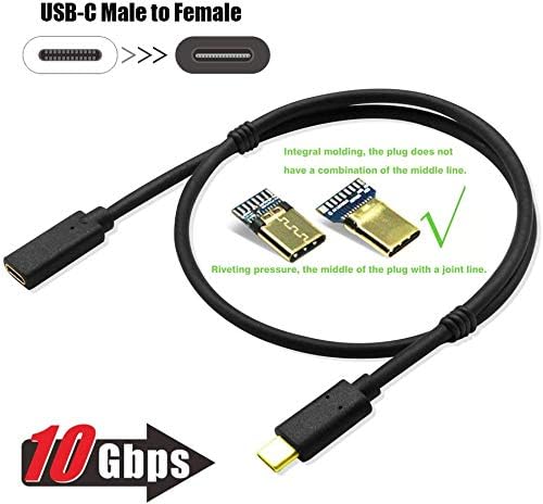 QiCheng&LYS USB C Extender Cable Gen 2 (10Gbps) Gold-Plated USB C Male to Female Cable Connector,Pass Video Data Audio for USB Type-C Data Sync Cable (1.5m 2pcs) - Image 3