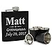 Custom Engraved Groomsman Flask Set - Personalized Groomsmen Gifts - 3 Lines Style - Black