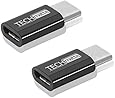 TechMatte USB-C to Micro USB Adapter Convert Connector for HTC 10, LG G5, Nexus 5X, Nexus 6P, Note 7 with 56k Resistor; Approved to Meet USB Type-C Standard (2-Pack, Black)