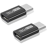 TechMatte USB-C to Micro USB Adapter Convert Connector for HTC 10, LG G5, Nexus 5X, Nexus 6P, Note 7 with 56k Resistor; Approved to Meet USB Type-C Standard (2-Pack, Black)