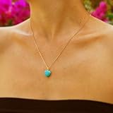 Turquoise Blue Heart Pendant Necklace,Blue Heart Necklace for Women,Girls