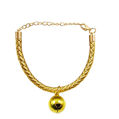 Huangou Cat Collar,Adjustable Pet Collars with Bells Charm Necklace Collar for Little Cat Collars (S, Yellow)