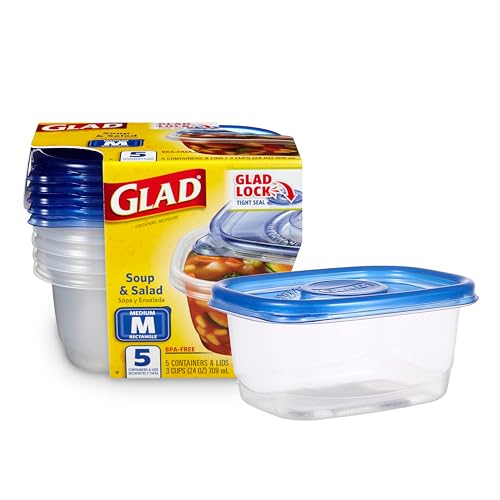 Glad GladWare Medium Rectangle Food Storage Containers with Lids, BPA Free Plas…
