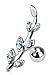 Pierced Owl 16GA Stainless Steel CZ Crystal Flower Vine Leaves Cartilage Barbell (Aqua)