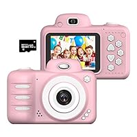 Wonvin Kids Digital Camera Gifts for 4-10 Year Old Girls, Shockproof 2.4 Inch Screen Cameras Gift Mini Child Camcorder Soft Silicone Shell for Outdoor Play,(16GB Micro SD Card Included)