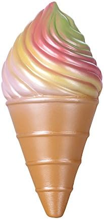 Squishy Stress Toys Slow Rising Squishies Torch Ice Cream Cone 6.8" Rainbow 1 Piece