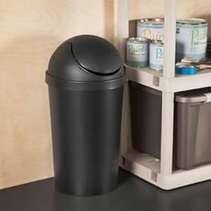 trash can with swing top lid