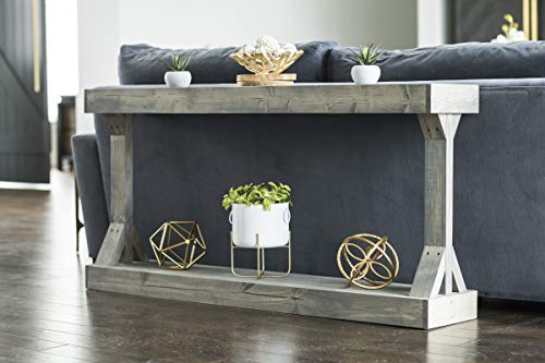 Barb Large Console Table Solid Wood by Del Hutson Designs (Grey) - Thumbnail 2