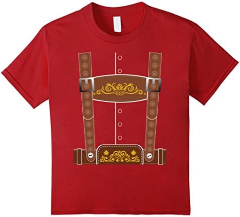 Kids Lederhosen Bavarian Shirt Drinking Shirt Oktoberfest TEE 6 Cranberry