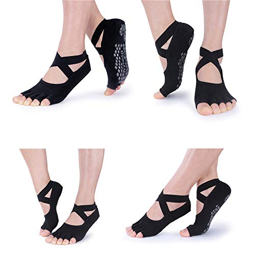 image for Hylaea Yoga Socks for Women with Grip & Non Slip Toeless Half Toe Sock