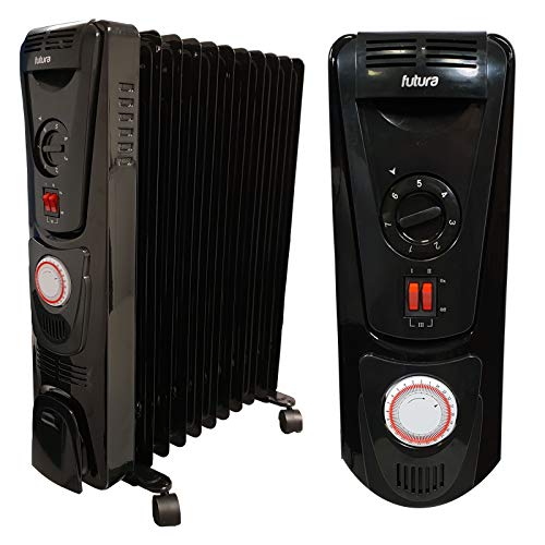 FUTURA Oil Filled Radiator 11 Fin 2.5KW 24 Hour Timer & Thermostat