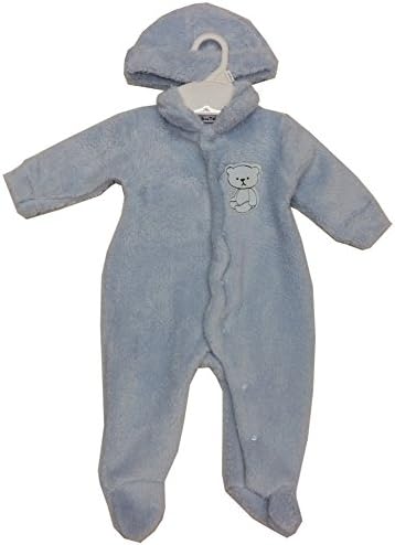 Rumble Tumble Baby Boys Blue Teddy Bear Applique Snap Closure Hat Coverall 0-3M