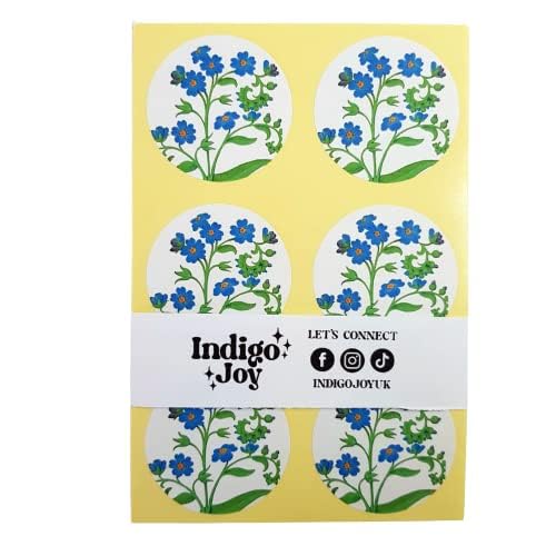 96 Forget Me Not Stickers - 40mm Diameter Matt White Sticker Seals for Gift Wrapping, Forget me nots, Journaling, Scrapbooking, Envelopes, Flower Stickers, Floral, Nature Inspired, Botanical stickers