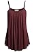 BEPEI Women Loose Casual Summer Pleated Flowy Sleeveless Camisole Tank Tops,Wine,Large