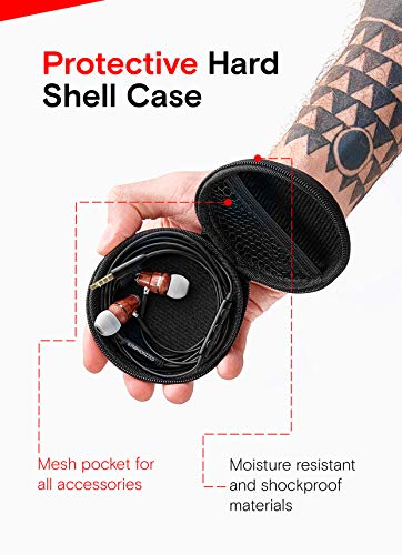 Symphonized NRG X Bubinga Premium Genuine Wood Earbuds, in-Ear Noise-Isolating Headphones, Earphones with Angle-Fit Ear Tips, in-line Microphone and Volume Control, Stereo Earphones (Black)