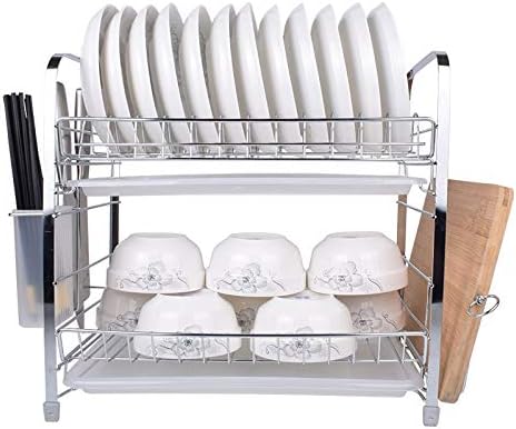 Double layer drain tray multifunctional kitchen storage rack