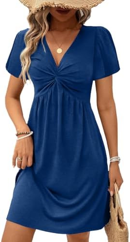 twist-front knee-length dress Women's Mock Neck Pencil Dress Twist Front 3/4 Sleeve Work Knee Length Sheath Dresses