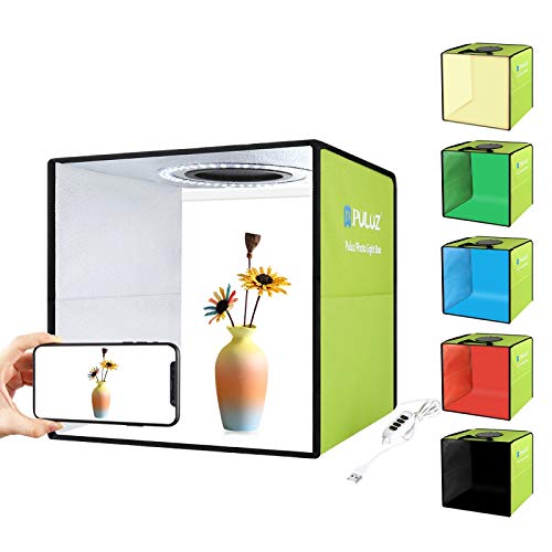 Photo Studio Tent, 12"/30cm Photo Light Box Portable 5500k Foldable Shooting Tent,Adjustable Brightness and Single/Dual Ring LED,94 High-Display Lamp Beads & 6 Colors Backdrops,CRI>95