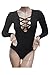 Pink Queen Women's One Piece Knit Tight Bodysuit Jumpsuit Size XL Black