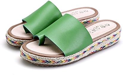 Bodave Women's Leather Summer Casual Fashion Slide Sandals Green 41 9 D(M) US