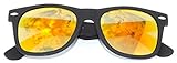 Vintage Retro Classic Mirror Reflective Revo Lens Wayfarer Style Sunglasses (Mirror Lens - Black Frame)