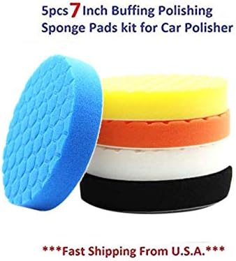 SHYN ABRASIVES 5Pcs 7inch Buffing Sponge Polishing Pad Kit Waxing Car Auto Polisher Use