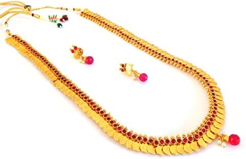Megh Craft Women Gold Plated Long Necklace Set-one Gram Gold Long Jewelry