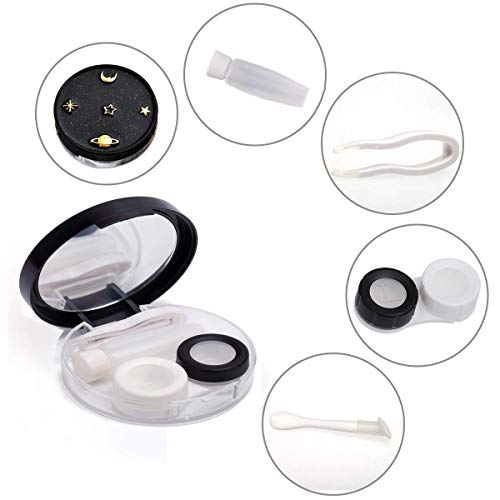 Contact Lens Box Star Contact Lens Travel Case Contact Lens Case Container Holder Storage Box Portable Contact Lens Travel Kits Cute Mini (Round)